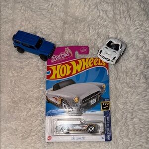 Mattel Hot Wheels Barbie Corvette, Blue Bronco, and White Car Set